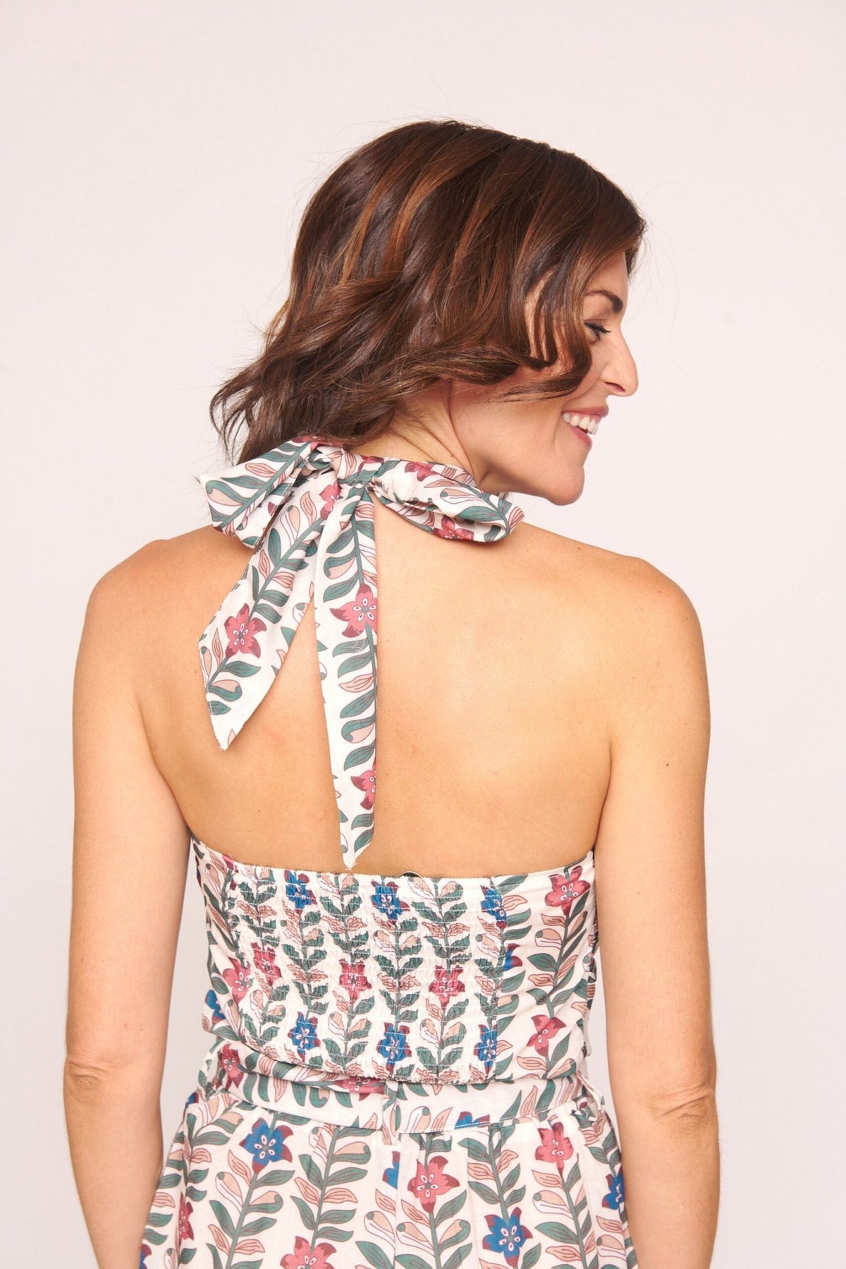 Blusa Halter Estampado Flores - cristishop