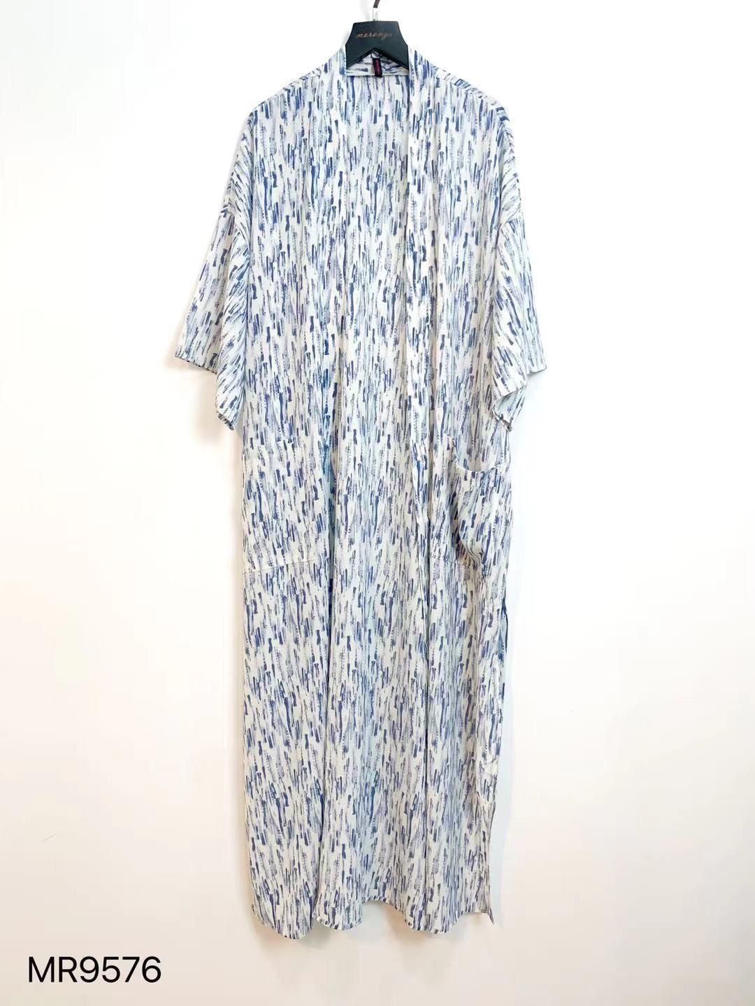 Kimono Largo Azul Pinceladas - cristishop