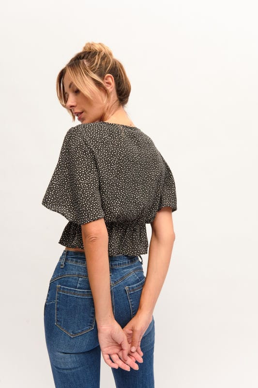 Blusa Negra Manga Corta Ancha - cristishop