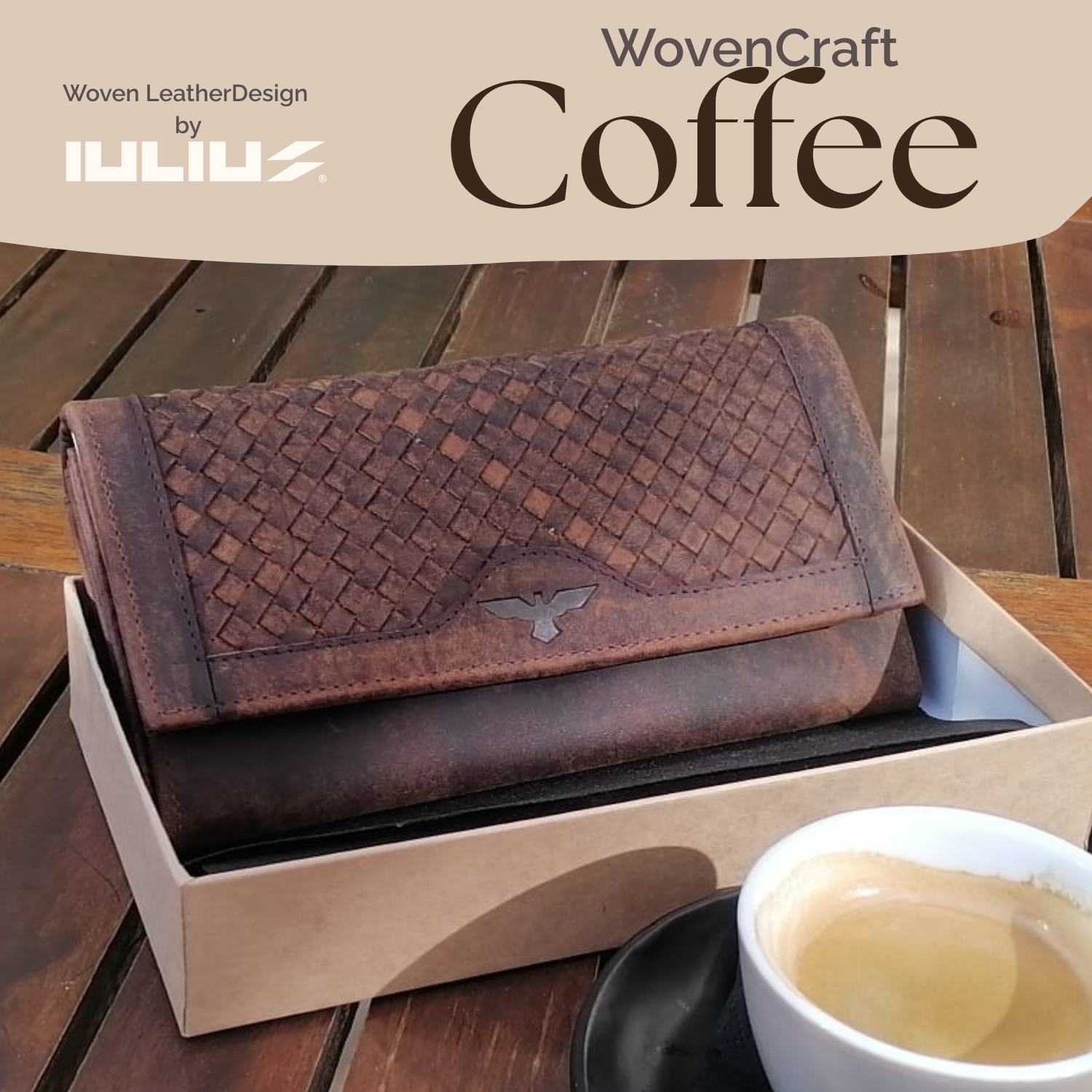 Braided Leather Wallet (Coffee)