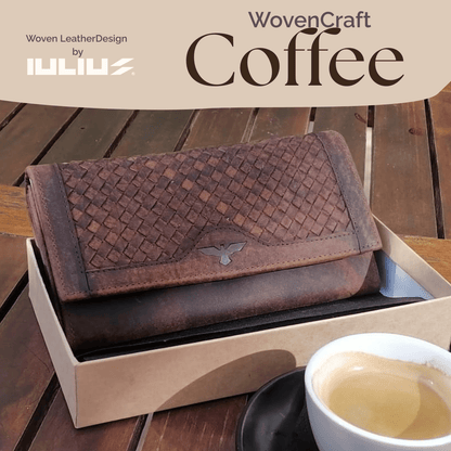 Cartera de Cuero Trenzado ( Café) - cristishop