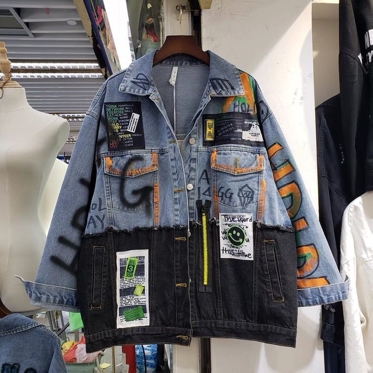 Cloth Stitching Denim Cardigan Mid-length Fashion Jacket - cristishop