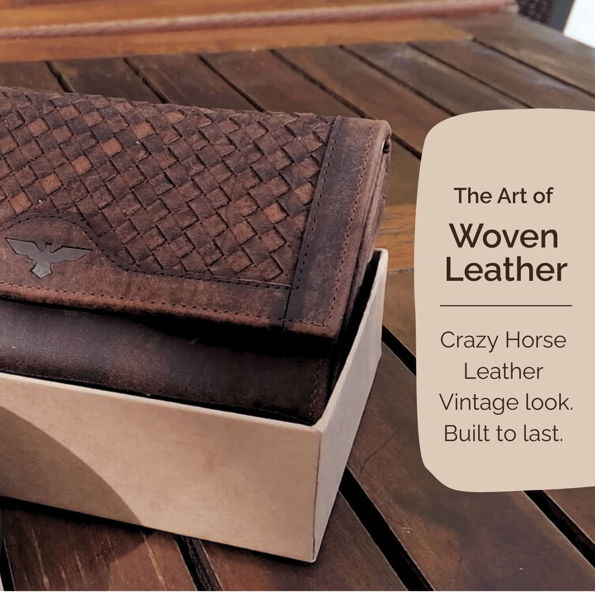 Cartera de Cuero Trenzado ( Café) - cristishop