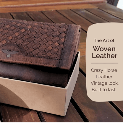 Cartera de Cuero Trenzado ( Café) - cristishop