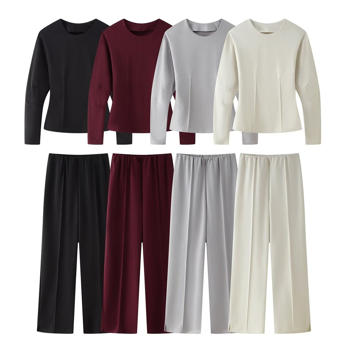 Clothing Double-sided Cloth Round Neck Top Casual Pants - cristishop