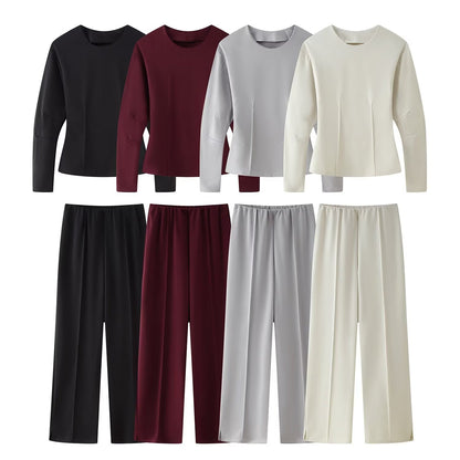 Clothing Double-sided Cloth Round Neck Top Casual Pants - cristishop