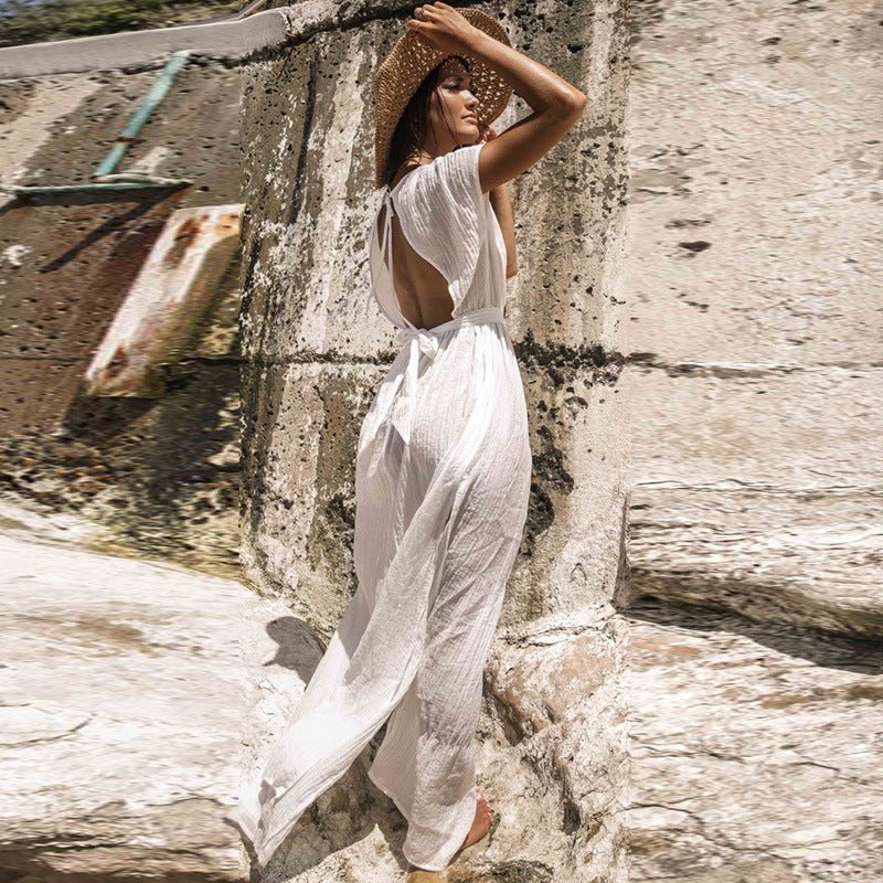 Wrinkled cloth belt beach jacket sun protection suit - cristishop
