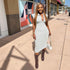 Slim Fit Solid Color Roman Cloth Sleeveless Dress - cristishop