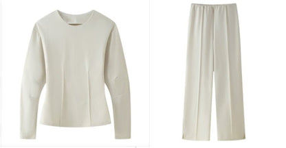 Clothing Double-sided Cloth Round Neck Top Casual Pants - cristishop