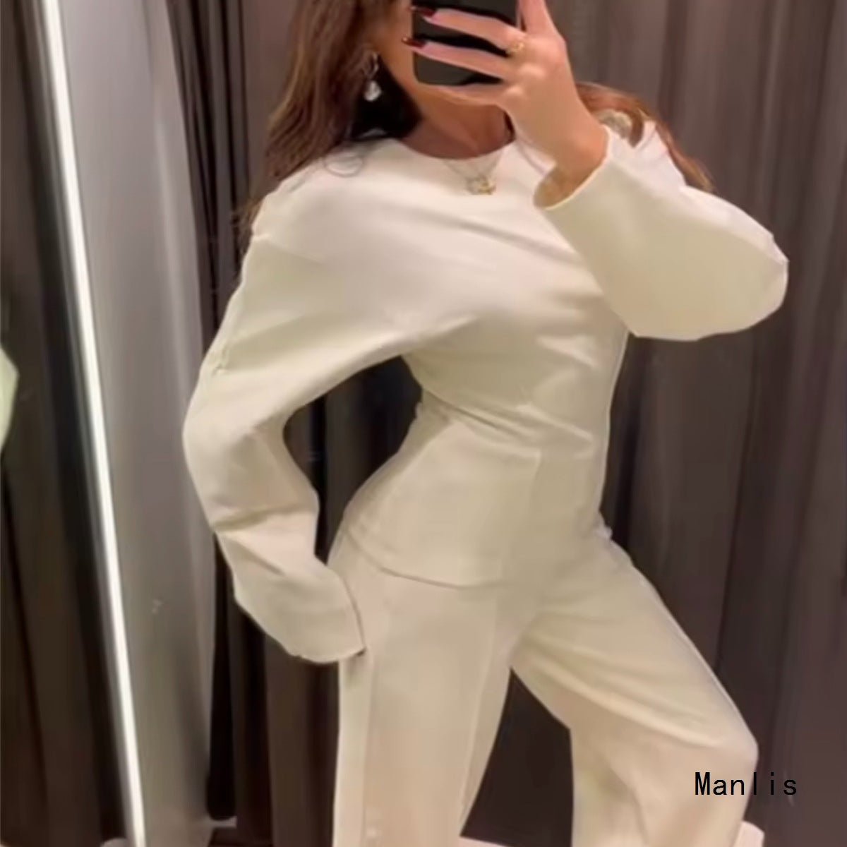 Clothing Double-sided Cloth Round Neck Top Casual Pants - cristishop