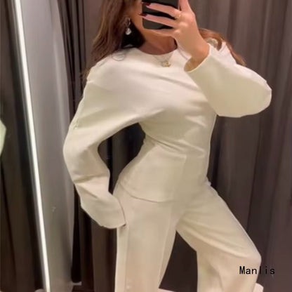 Clothing Double-sided Cloth Round Neck Top Casual Pants - cristishop
