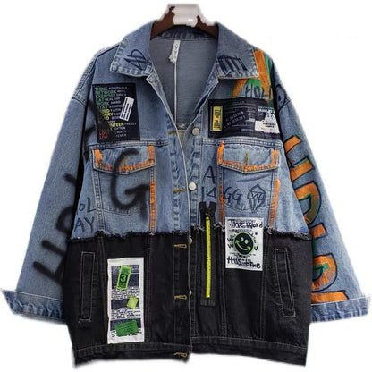 Cloth Stitching Denim Cardigan Mid-length Fashion Jacket - cristishop