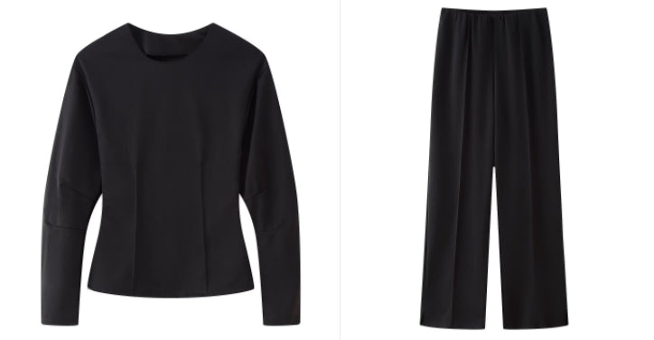 Clothing Double-sided Cloth Round Neck Top Casual Pants - cristishop