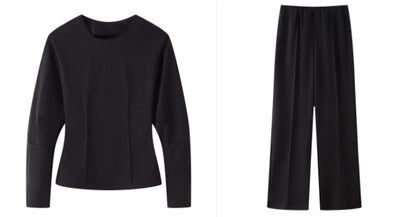 Clothing Double-sided Cloth Round Neck Top Casual Pants - cristishop