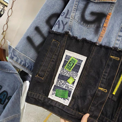 Cloth Stitching Denim Cardigan Mid-length Fashion Jacket - cristishop