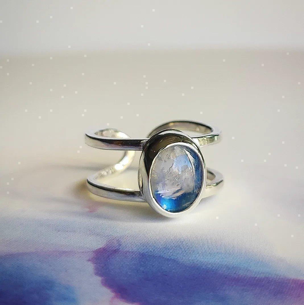 Double Thread Rainbow Moon Ring