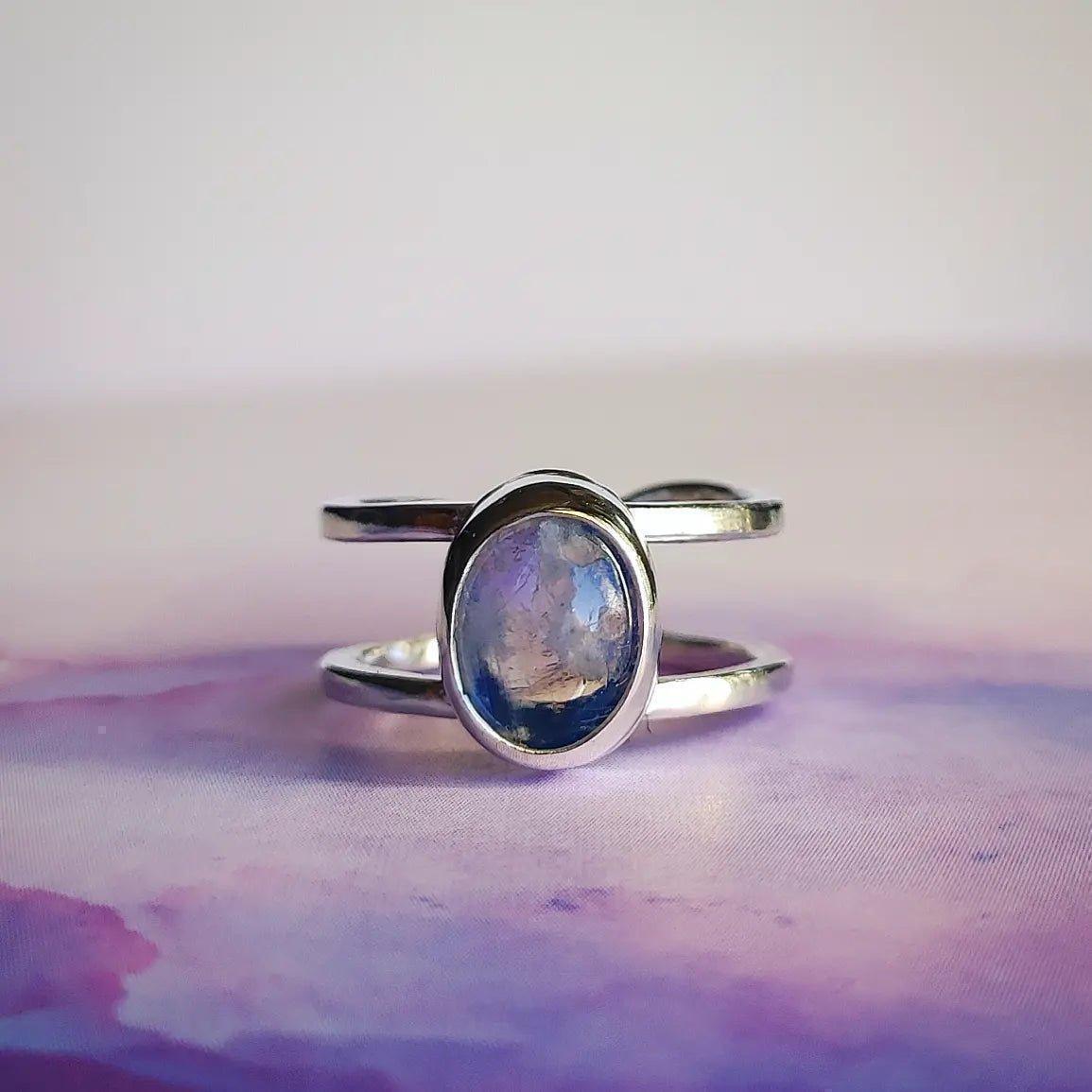Double Thread Rainbow Moon Ring