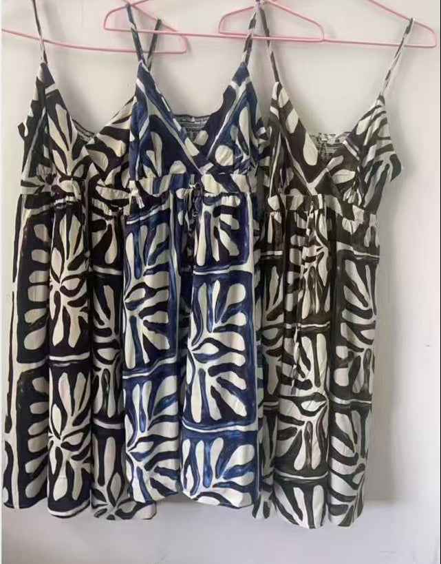 Vestido Cort Estampado Negro y Beige - cristishop