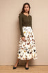 Falda Larga Blanca Estampada Conchas - cristishop