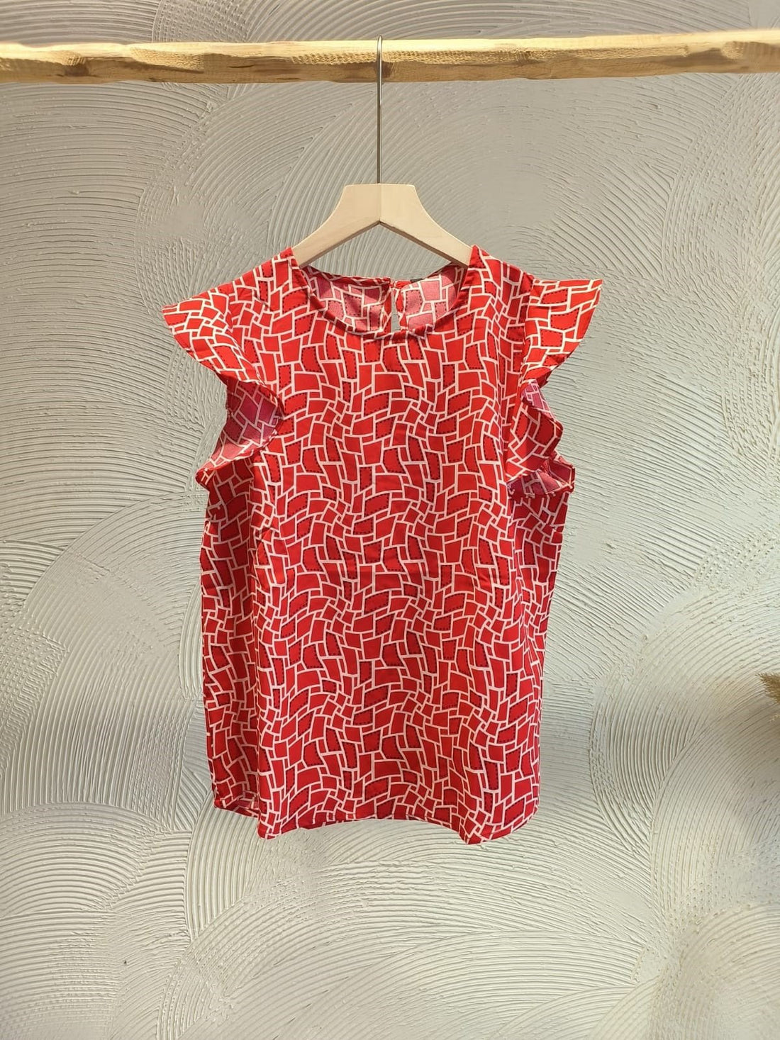 Blusa Roja Estampada Volantes - cristishop