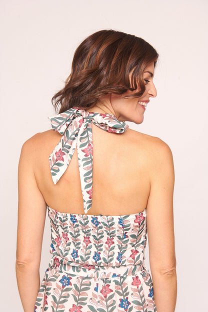 Blusa Halter Estampado Flores - cristishop