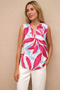 Blusa Estampado Hojas Fucsia