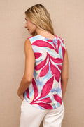 Blusa Estampado Hojas Fucsia - cristishop