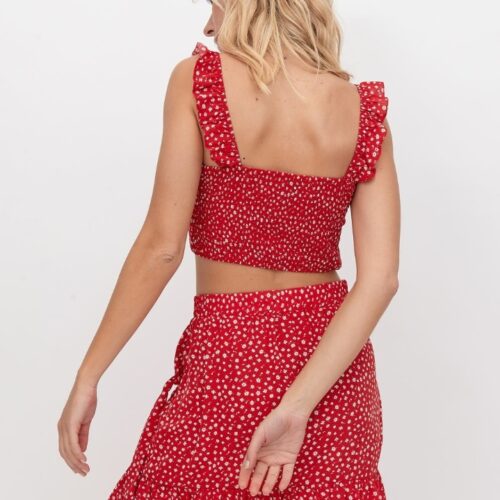 Conjunto Estampado Corazones Rojo