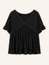 Blusa Negra Mangas anchas y Cuello Bordado - cristishop