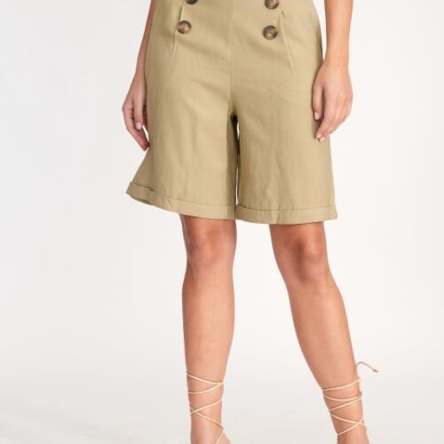 Bermudas Botones Beige - cristishop