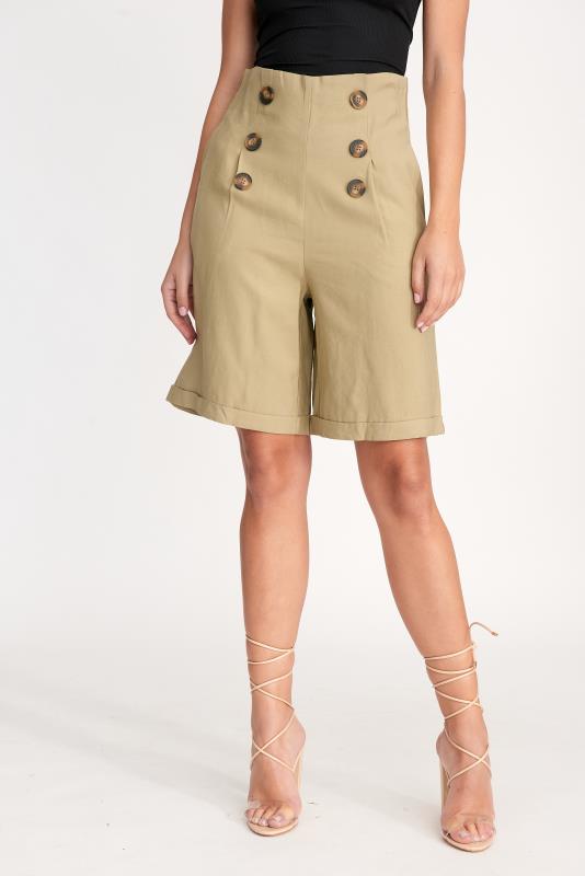 Bermudas Botones Beige - cristishop