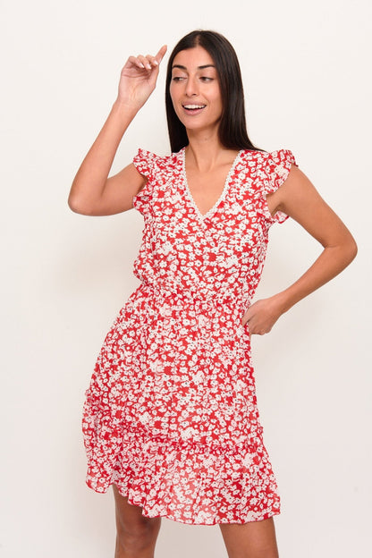 Vestido Rojo Estampado - cristishop