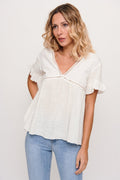 Blusa Blanca Manga Volante - cristishop