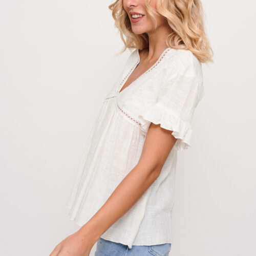 Blusa Blanca Manga Volante