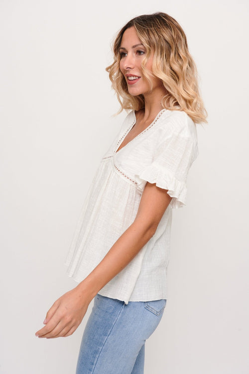 Blusa Blanca Manga Volante - cristishop
