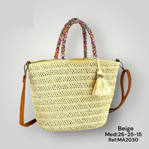Bolso Asa con Bolitas Beige - cristishop