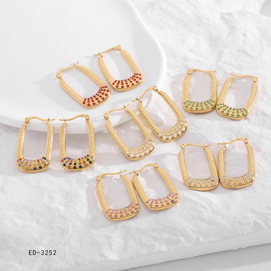 Pendientes Acero Dorado Rectangular - cristishop
