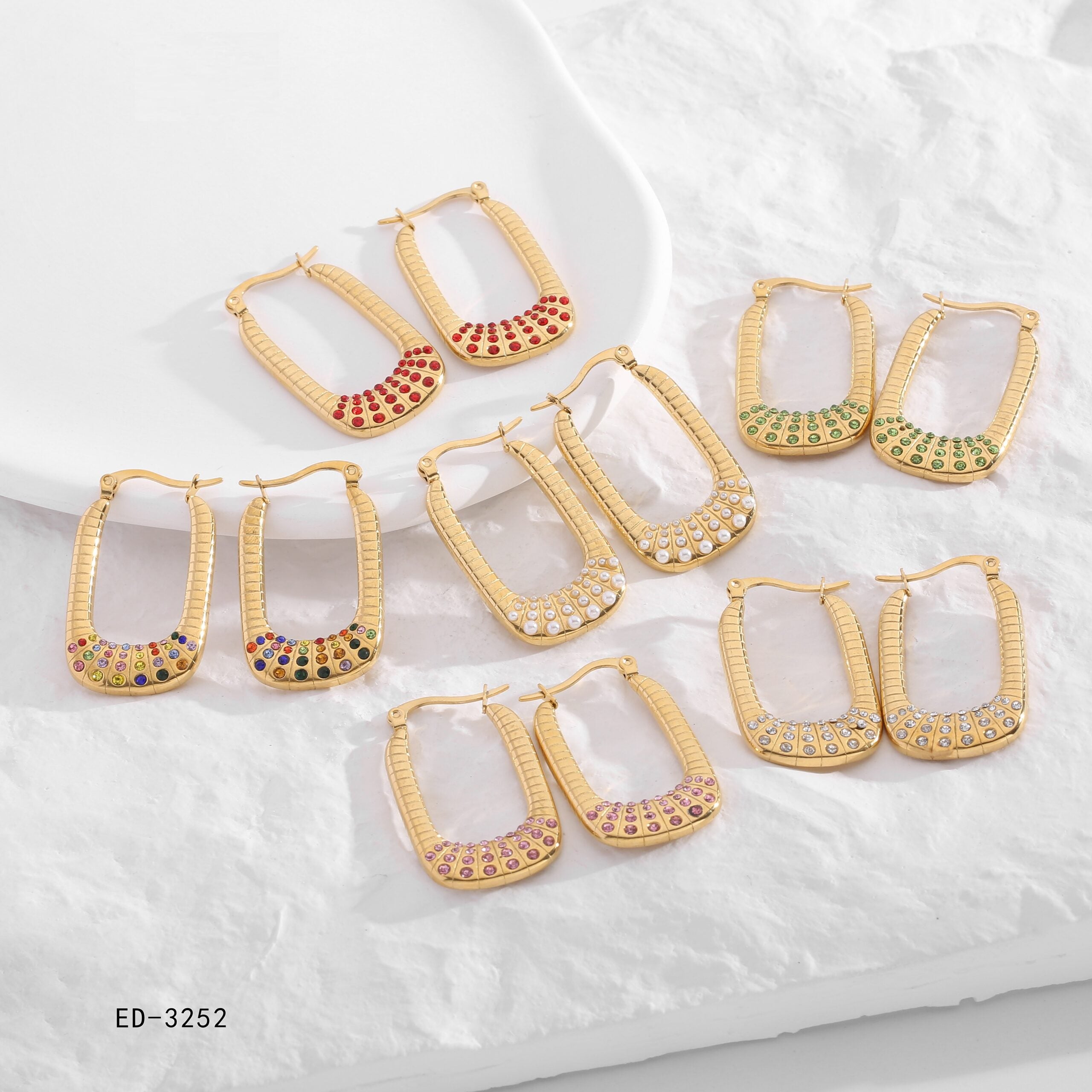 Pendientes Acero Dorado Rectangular
