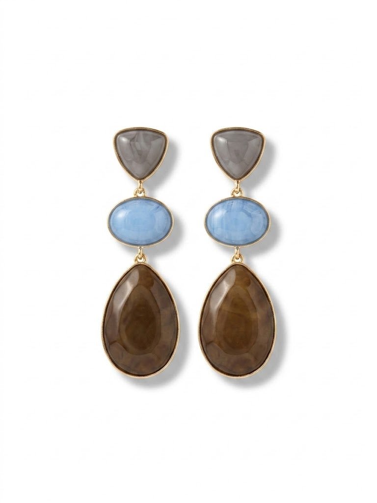 Pendientes Colgantes Piedras gris, azul y marrón - cristishop