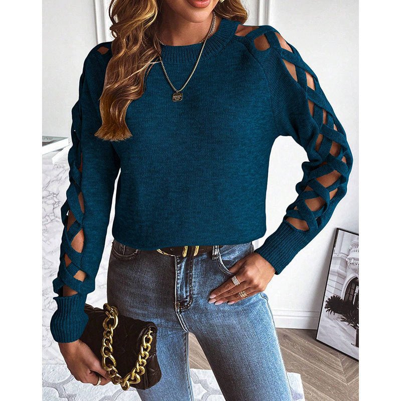 New Hollow Cloth Stitching Long Sleeve Women&