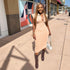 Slim Fit Solid Color Roman Cloth Sleeveless Dress - cristishop