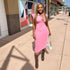 Slim Fit Solid Color Roman Cloth Sleeveless Dress - cristishop