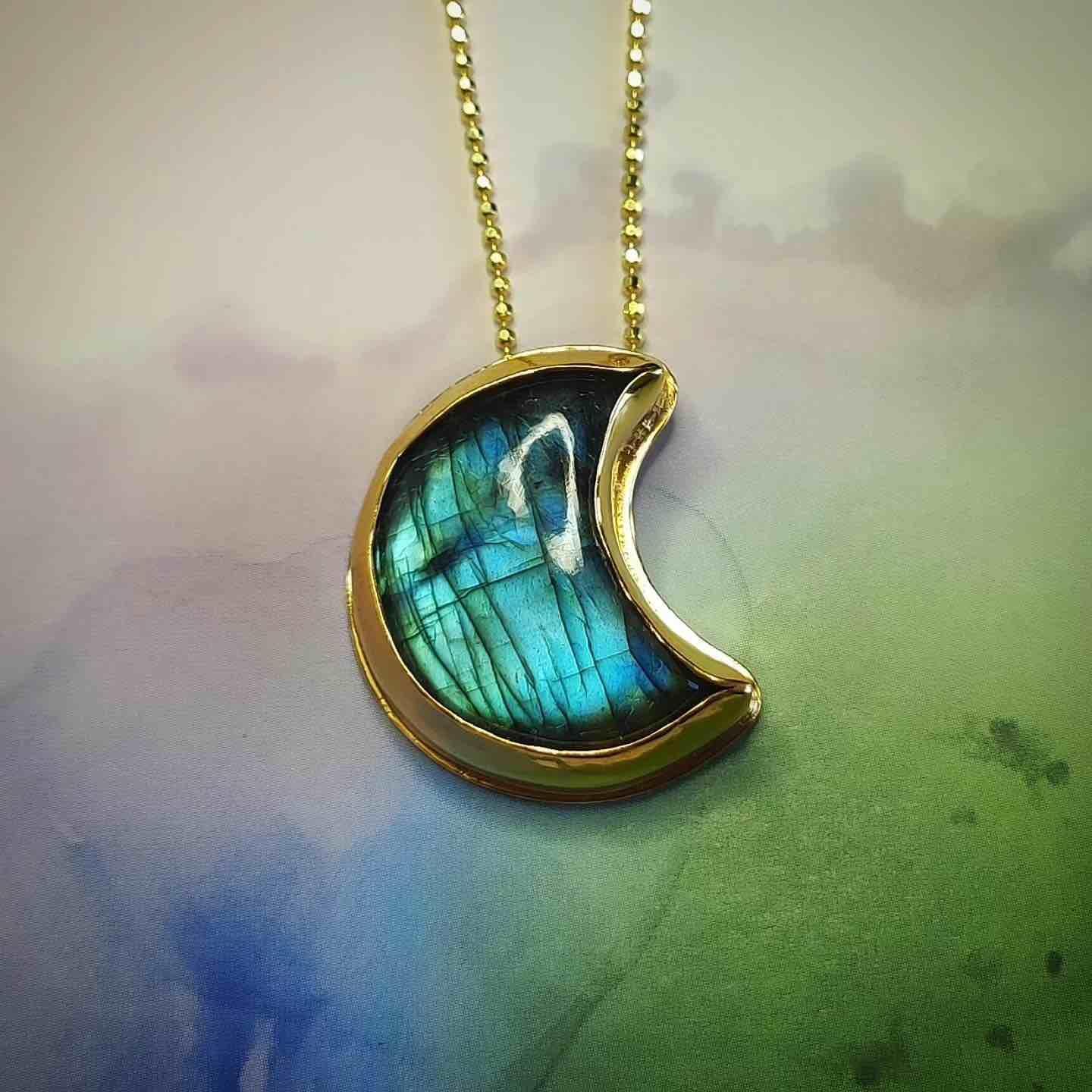Labradorite Moon Pendant