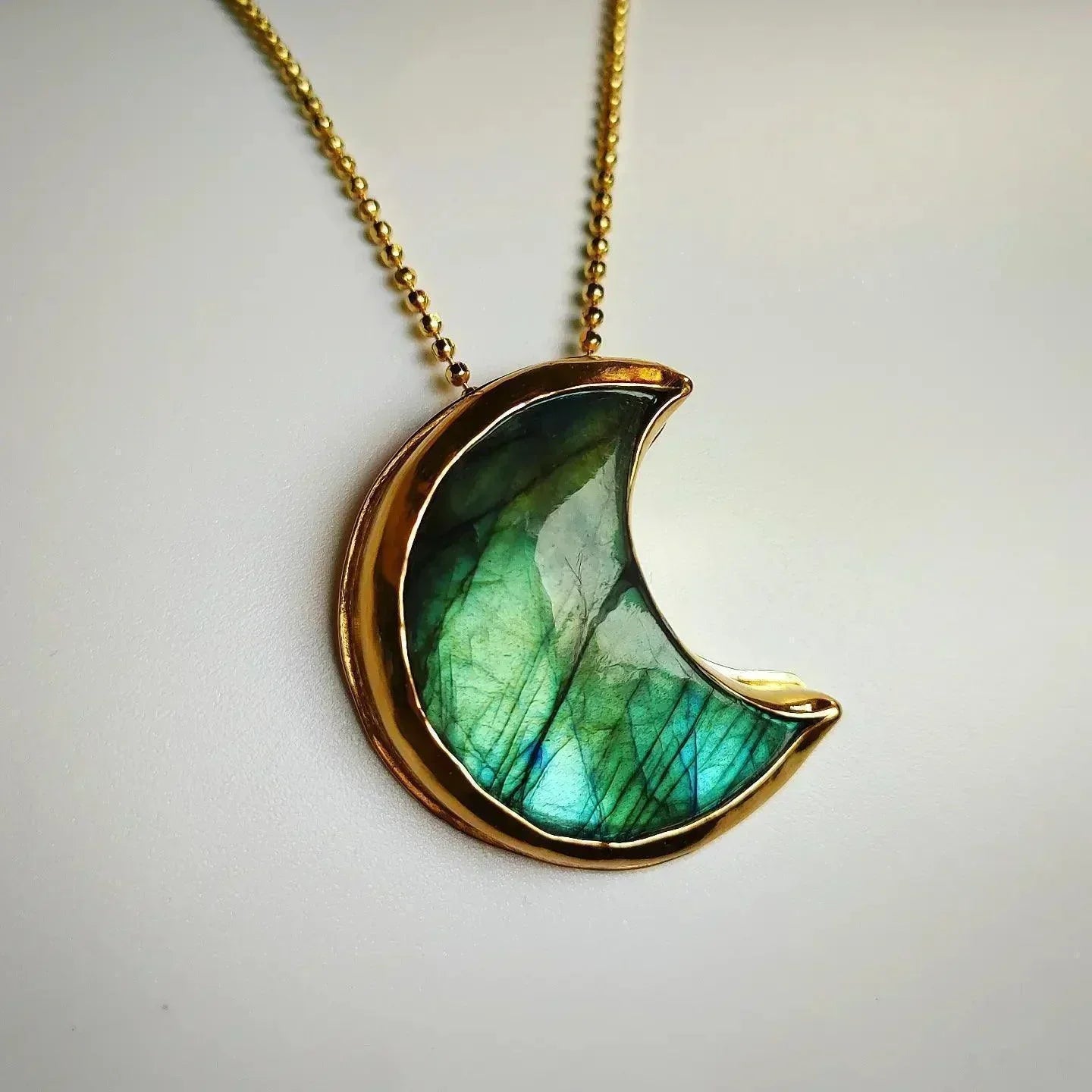 Labradorite Moon Pendant