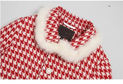 Waisted Thousand Bird Plaid Cloth Coat Wool Coat - cristishop