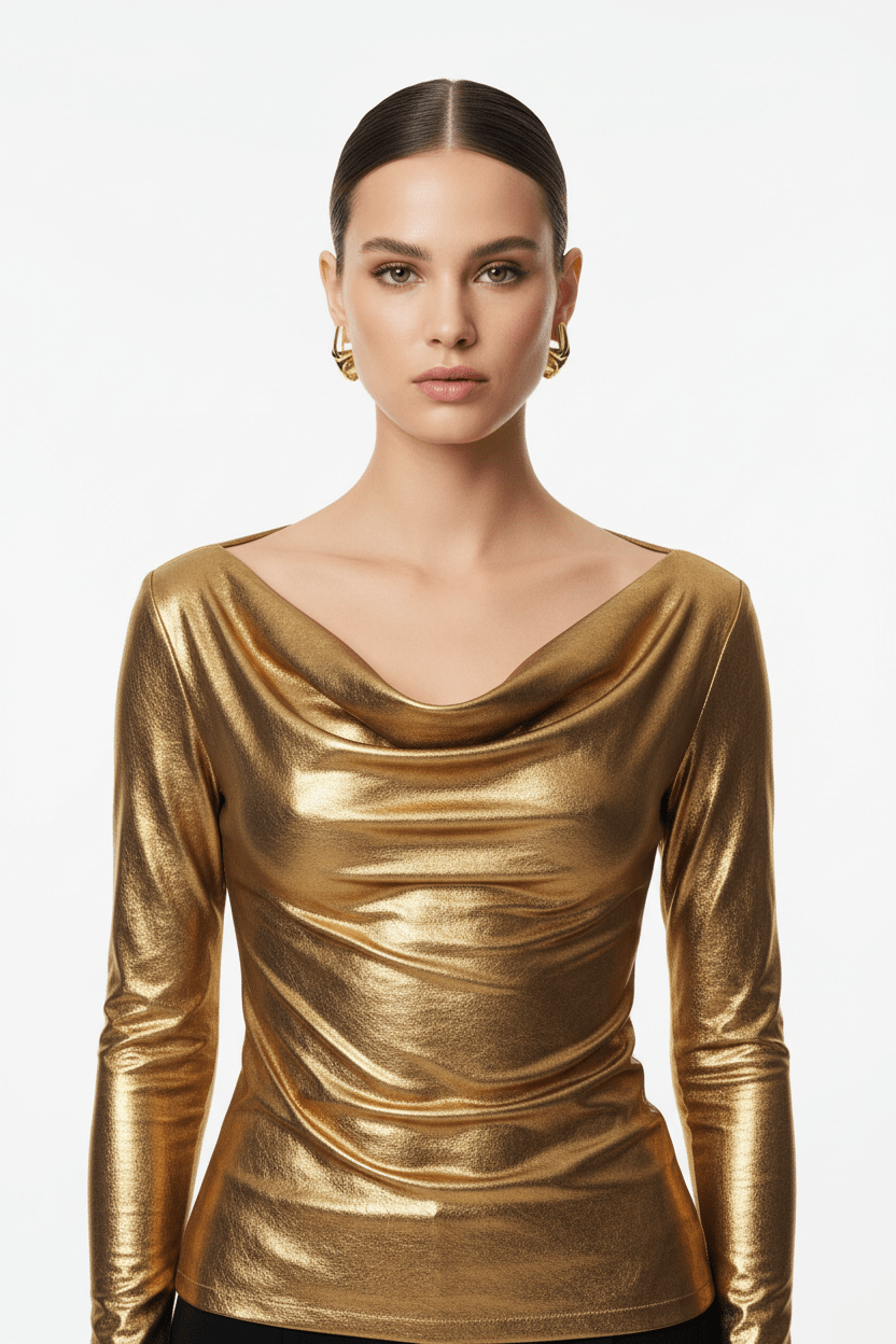 Top Dorado con Escote Elegante – Oro & Alma - cristishop