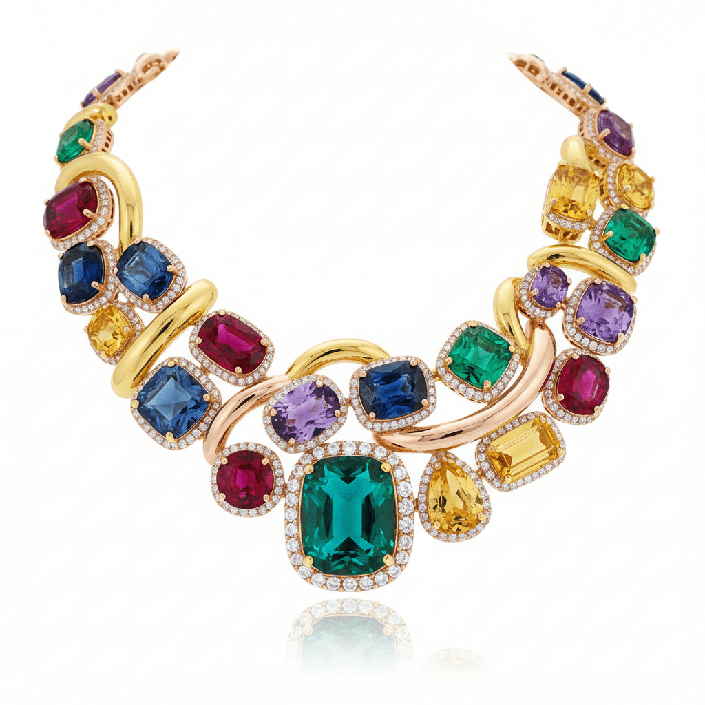 Collar Dorado con Piedras de Colores – Oro & Alma - cristishop