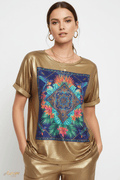 Camiseta Dorada con Detalles Multicolor – Oro & Alma - cristishop