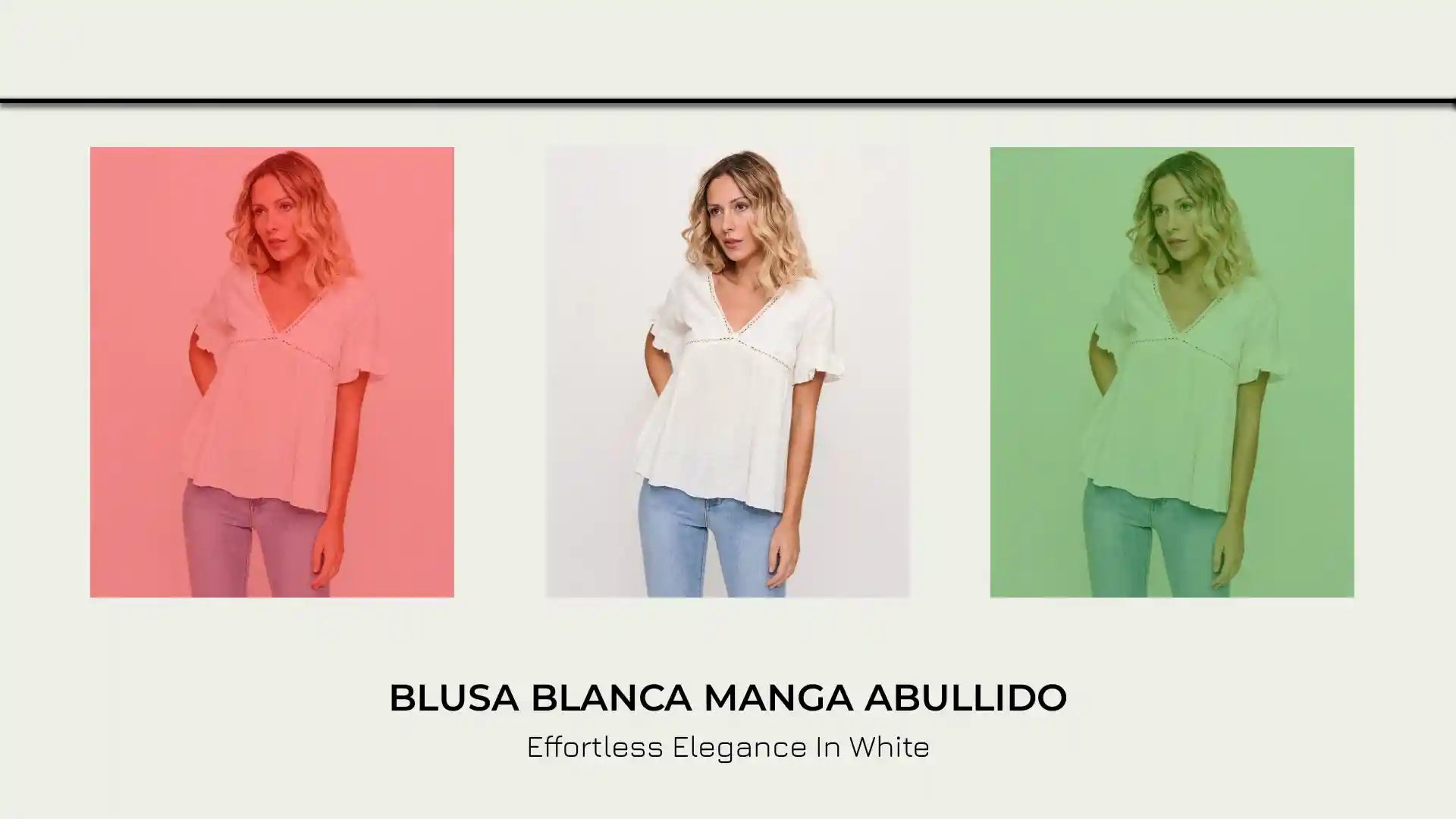 Blusa Blanca Manga Abullido by@Outfy